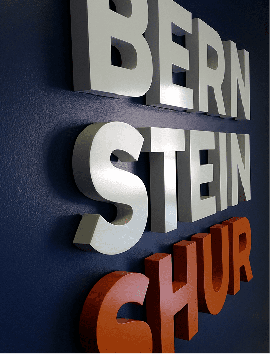 Bernstein Shur logo sign closeup dimensional lettering