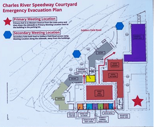 Compliance map evacuation plan sign