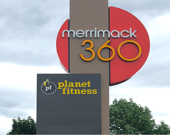 merrimack 360 and planet fitness pylon sign