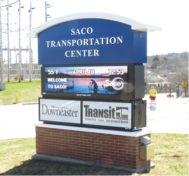saco transportation center settlers crossing electronic message center monument sign