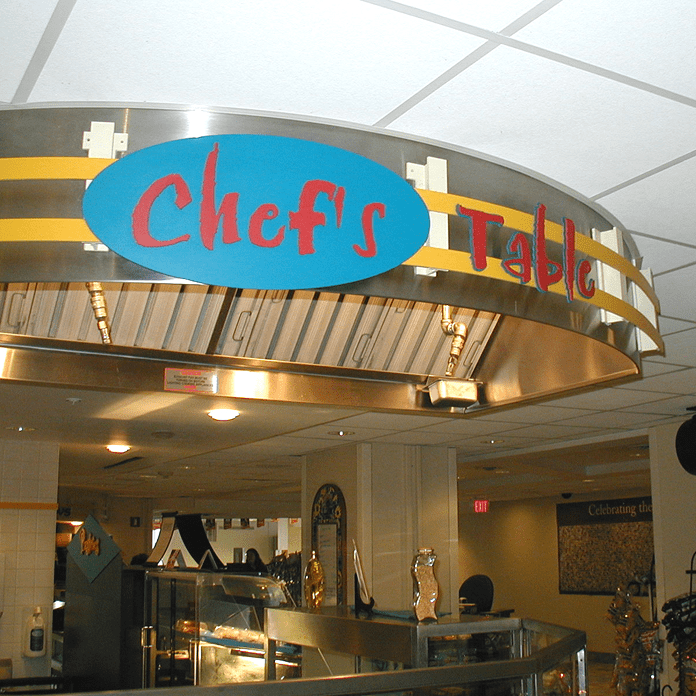 facility refurbishments chefs table interior sign installation forwarding