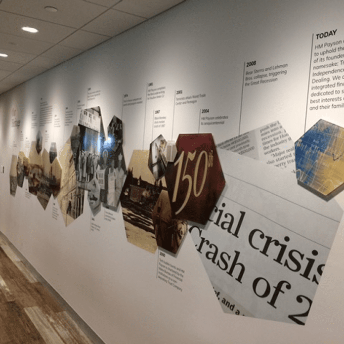timeline environmental graphic wall