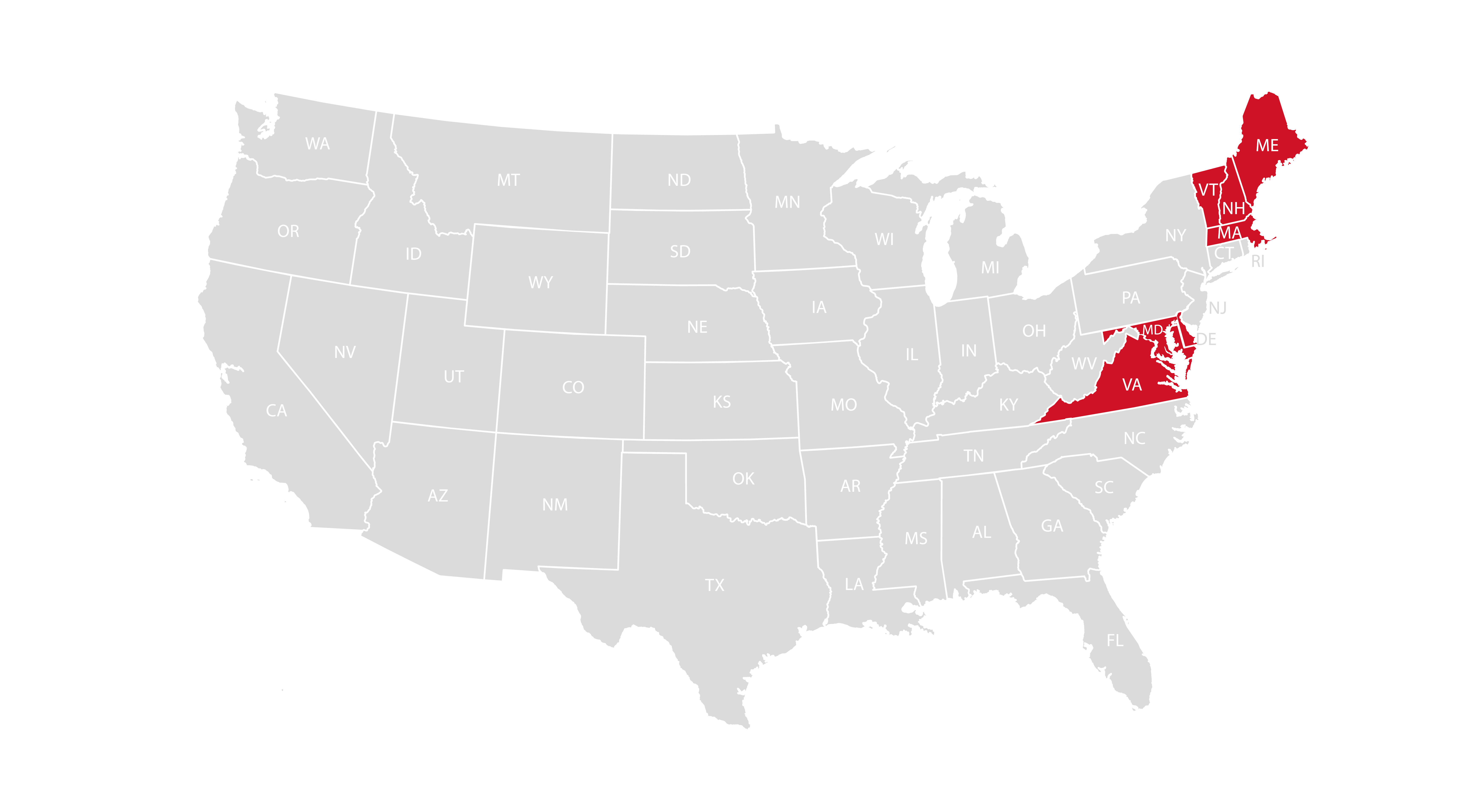 US map of business signage coverage area