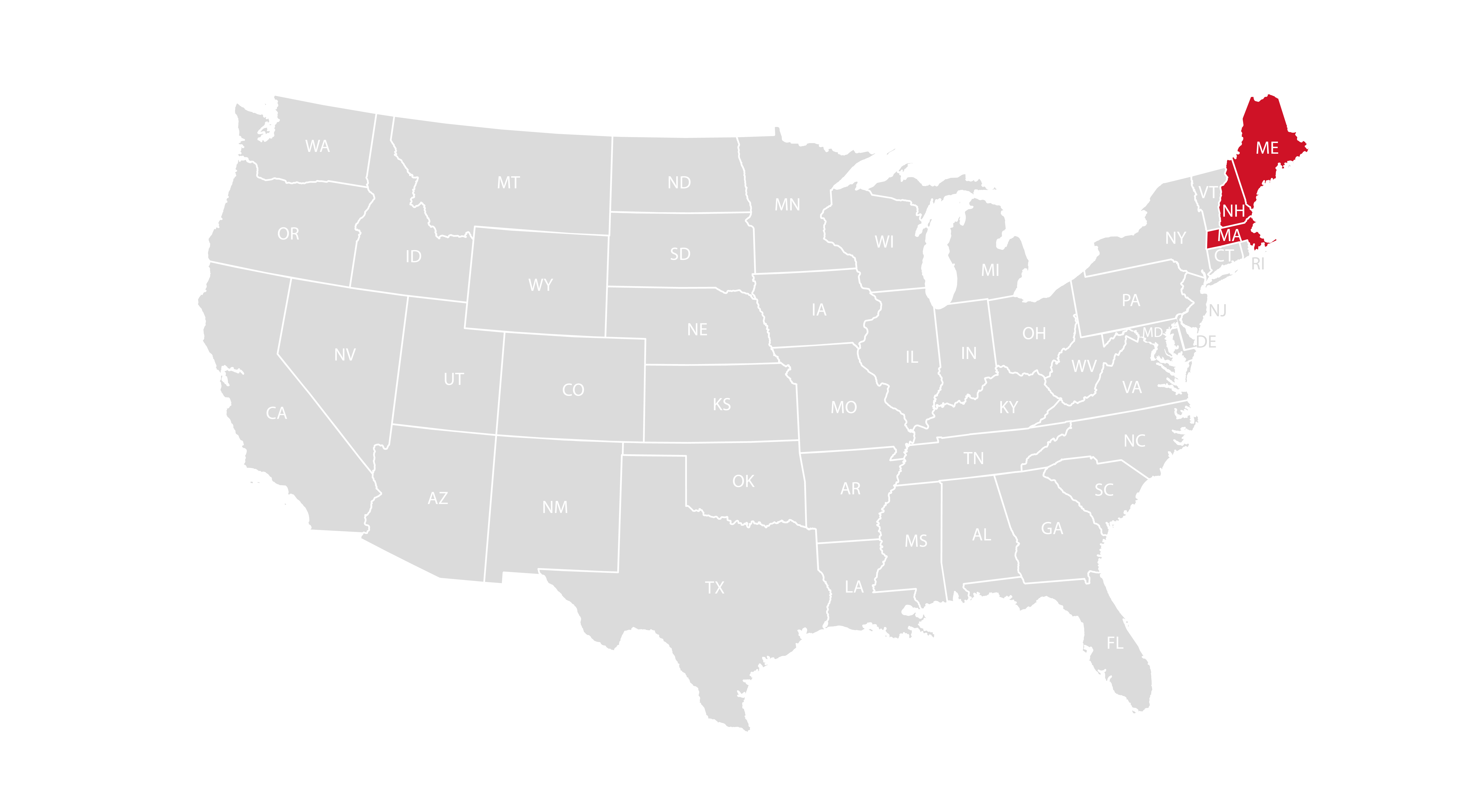 US map of coverage area for forwarding services