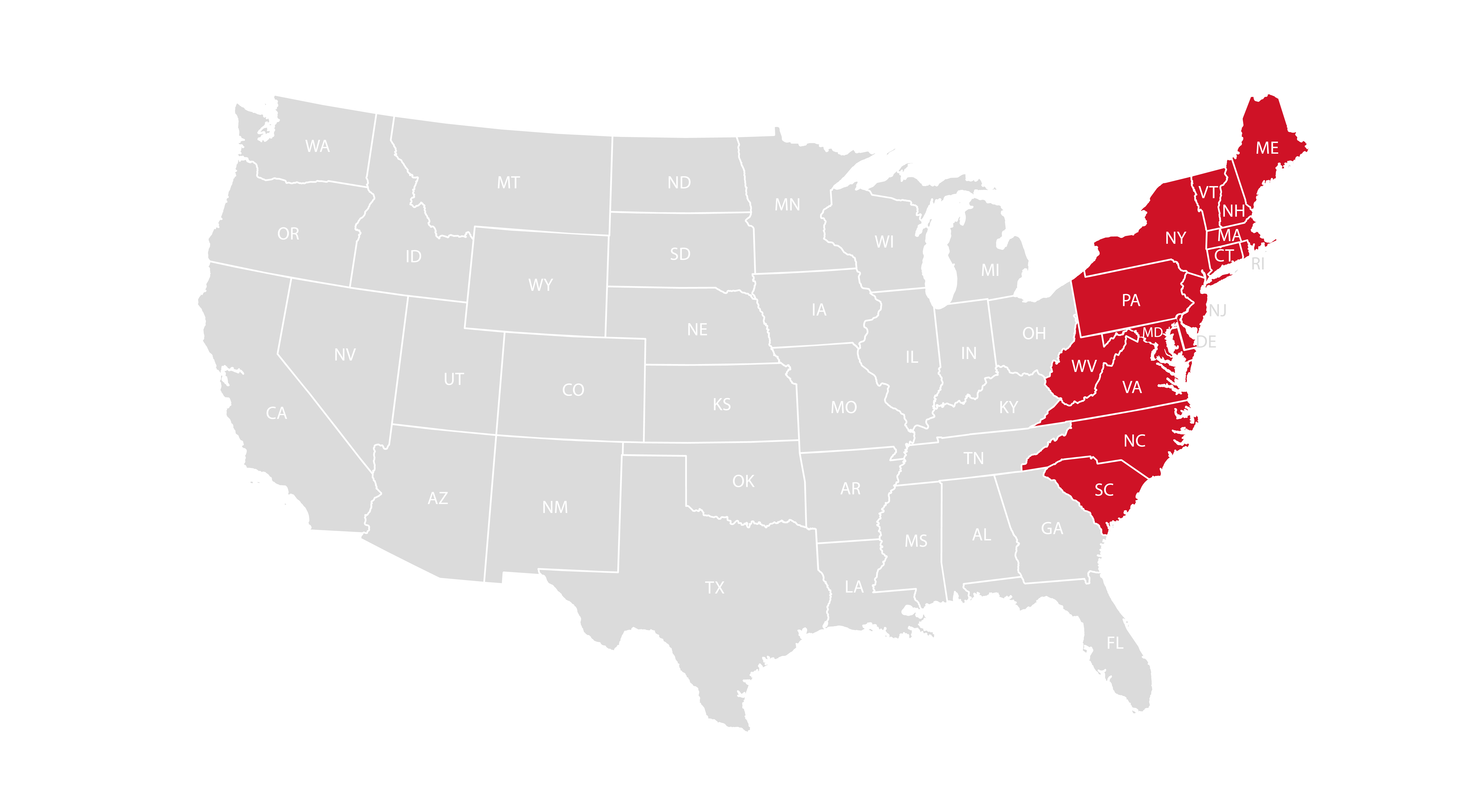US map of new construction coverage area